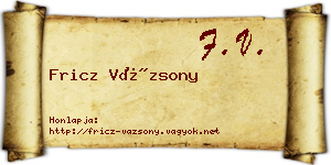 Fricz Vázsony névjegykártya