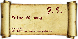 Fricz Vázsony névjegykártya